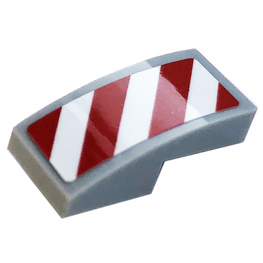light bluish gray slope curved 2 x 1 x 2 3 with white and red danger stripes pattern model left side sticker - set 60306