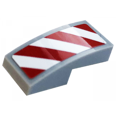 light bluish gray slope curved 2 x 1 x 2 3 with white and red danger stripes pattern model right side sticker - set 60306