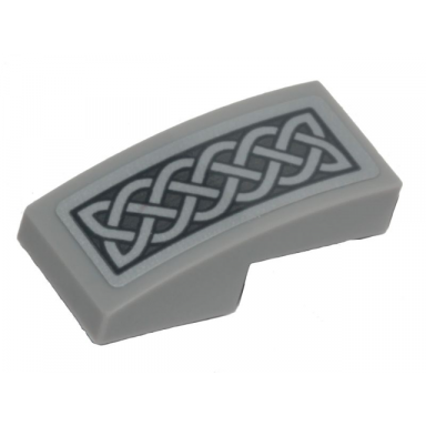 light bluish gray slope curved 2 x 1 x 2 3 with light bluish gray braided ornament on dark bluish gray background pattern sticker - set 76208