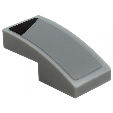 light bluish gray slope curved 2 x 1 x 2 3 with black triangle corner on light bluish gray background pattern model left side sticker - set 76909