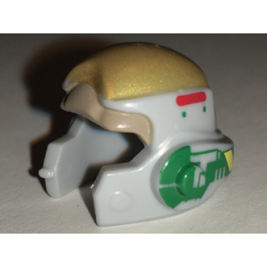 light bluish gray minifigure headgear helmet sw rebel with dark tan gold and green a-wing pilot pattern