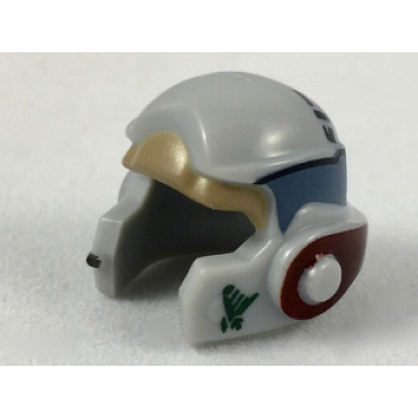 light bluish gray minifigure headgear helmet sw rebel with dark tan dark bluish gray and dark red a-wing pilot pattern jake farrell