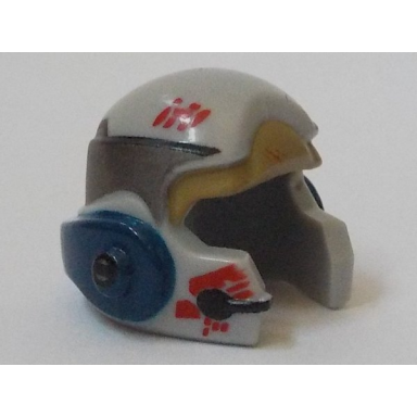light bluish gray minifigure headgear helmet sw rebel with dark tan silver and dark blue a-wing pilot pattern