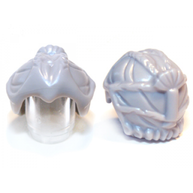 light bluish gray minifigure hair small braids and fan shaped ponytail