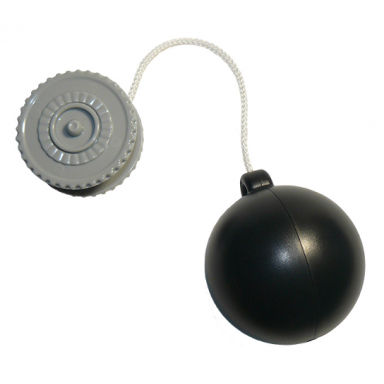 light bluish gray duplo winch drum narrow ridged with white string and black wrecking ball