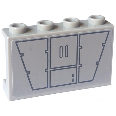 light bluish gray panel 1 x 4 x 2 with side supports - hollow studs with sw wall panels with dark bluish gray trapezoids and rectangles pattern sticker - set 75324