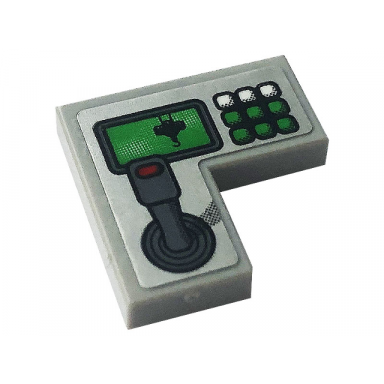 light bluish gray tile 2 x 2 corner with control panel with joystick hook and buttons pattern sticker - set 42108