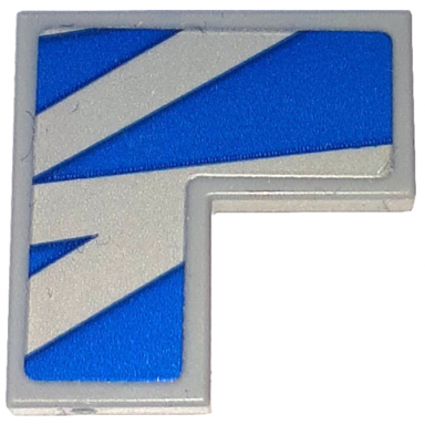 light bluish gray tile 2 x 2 corner with blue stripes and triangles pattern model left side sticker - set 76917