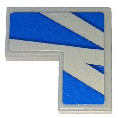 light bluish gray tile 2 x 2 corner with blue stripes and triangles pattern model right side sticker - set 76917