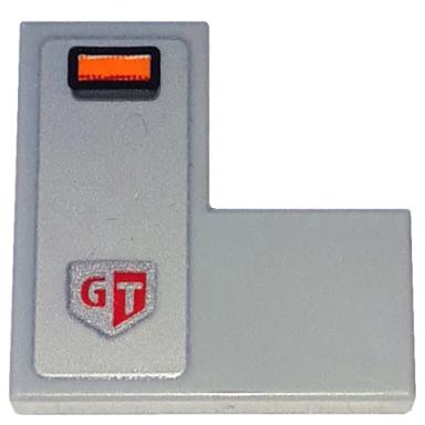 light bluish gray tile 2 x 2 corner with orange blinker light and gt pattern model left side sticker - set 76917