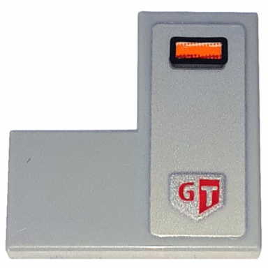 light bluish gray tile 2 x 2 corner with orange blinker light and gt pattern model right side sticker - set 76917