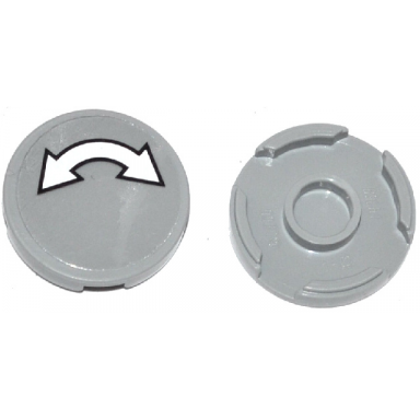 light bluish gray tile round 2 x 2 with bottom stud holder with white curved arrow double with black outline on transparent background pattern sticker - set 60036 60045