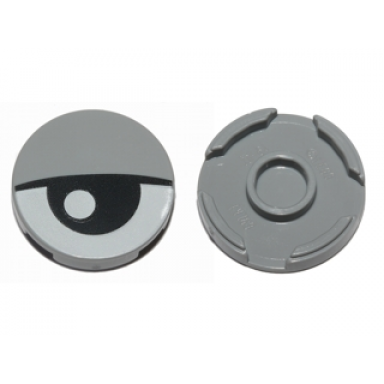 tile round 2 x 2 with bottom stud holder with eye and eyelid pattern