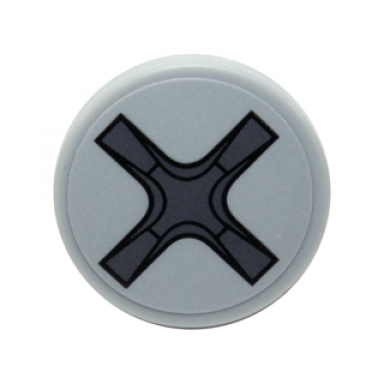 light bluish gray tile round 2 x 2 with bottom stud holder with crossed phillips screw head pattern sticker - set 76039