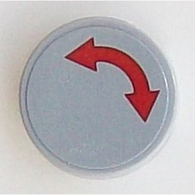 light bluish gray tile round 2 x 2 with bottom stud holder with red curved arrow double on light bluish gray background pattern sticker - set 60098
