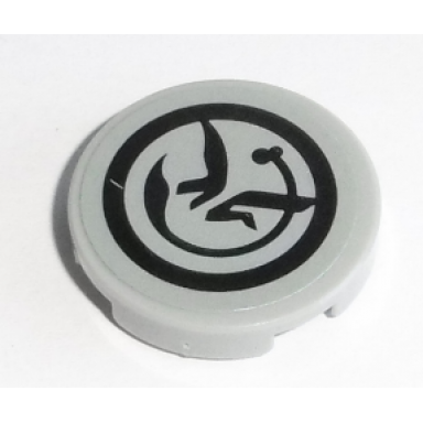 light bluish gray tile round 2 x 2 with bottom stud holder with black yodas jedi starfighter symbol pattern sticker - set 75168