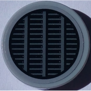 light bluish gray tile round 2 x 2 with bottom stud holder with sw millennium falcon grille pattern sticker - sets 75105 75257