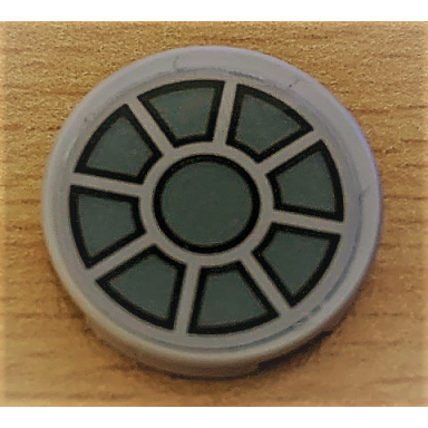 light bluish gray tile round 2 x 2 with bottom stud holder with sw dark bluish gray fan on light bluish gray background pattern sticker - sets 75105 75257