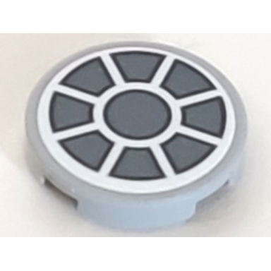 light bluish gray tile round 2 x 2 with bottom stud holder with sw dark bluish gray fan on white background pattern sticker - set 75212