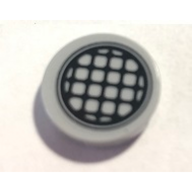 light bluish gray tile round 2 x 2 with bottom stud holder with black grid pattern sticker - set 79117