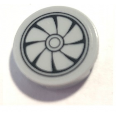 light bluish gray tile round 2 x 2 with bottom stud holder with light bluish gray fan blades pattern sticker - set 79117