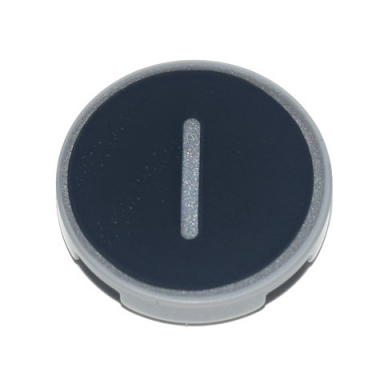 light bluish gray tile round 2 x 2 with bottom stud holder with silver capital letter i on black background pattern