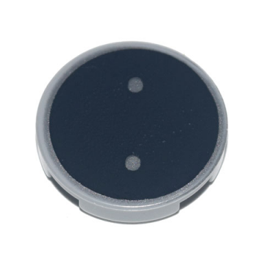 light bluish gray tile round 2 x 2 with bottom stud holder with metallic silver : colon pattern