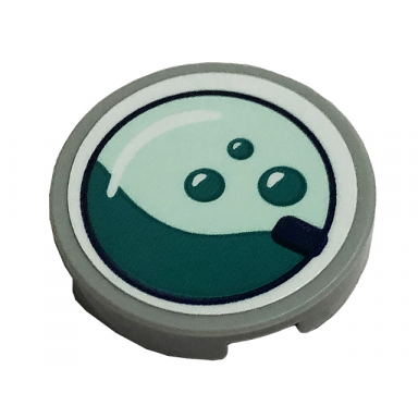light bluish gray tile round 2 x 2 with bottom stud holder with dark turquoise water and bubbles on light aqua background pattern sticker - set 41449