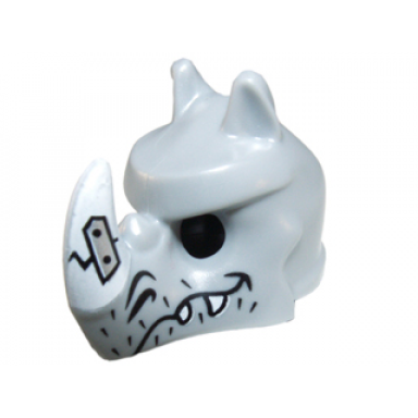 light bluish gray minifigure headgear mask rhinoceros with fangs stubble and cracked white horn pattern