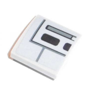 light bluish gray slope curved 2 x 2 x 2 3 with black rectangles and lines pattern sticker - set 75140