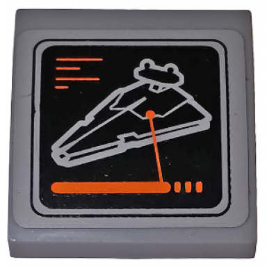 light bluish gray slope curved 2 x 2 x 2 3 with sw monitor showing imperial star destroyer pattern sticker - set 75098