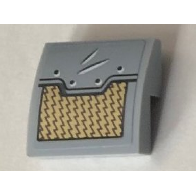 light bluish gray slope curved 2 x 2 x 2 3 with gold and light bluish gray panel pattern sticker - set 76099