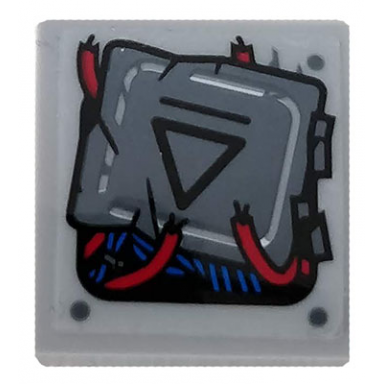 light bluish gray slope curved 2 x 2 x 2 3 with dark bluish gray electric panel red and blue wires pattern sticker - set 76113