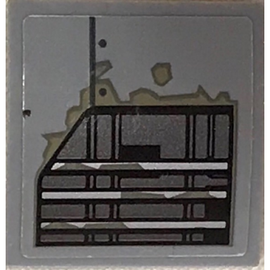 light bluish gray slope curved 2 x 2 x 2 3 with sw vent and black line pattern sticker - set 75202