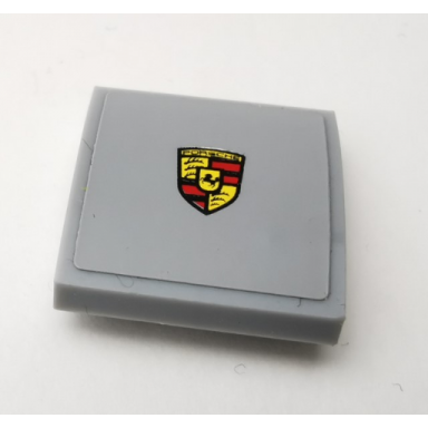 light bluish gray slope curved 2 x 2 x 2 3 with porsche logo pattern sticker - set 75910