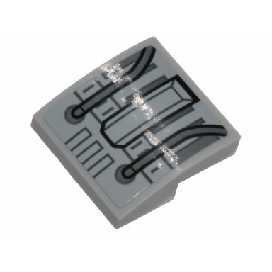 light bluish gray slope curved 2 x 2 x 2 3 with sw millennium dark bluish gray wires and panels pattern sticker - set 75257
