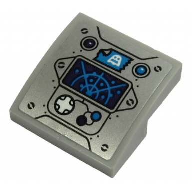 light bluish gray slope curved 2 x 2 x 2 3 with control panel with radar screen white ghost on patch white joystick buttons and lights pattern sticker - sets 70427 70430 70431 70432