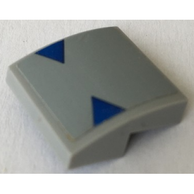 light bluish gray slope curved 2 x 2 x 2 3 with 2 small blue triangles pattern sticker - set 75150