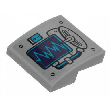 light bluish gray slope curved 2 x 2 x 2 3 with seismometer and dark azure graph pattern sticker - set 70433