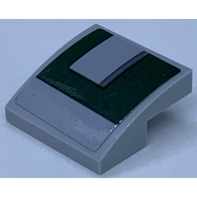 light bluish gray slope curved 2 x 2 x 2 3 with dark green panel on light bluish gray background pattern model left side sticker - set 75243