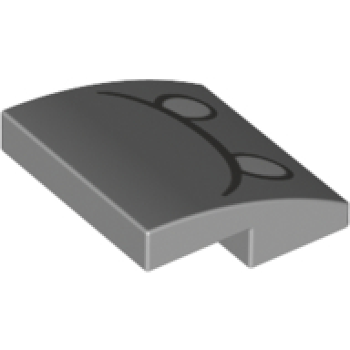 light bluish gray slope curved 2 x 2 x 2 3 with white ovals eyes dark bluish gray curved line unibrow pattern super mario reznor