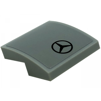 light bluish gray slope curved 2 x 2 x 2 3 with black mercedes-benz logo pattern sticker - set 76909