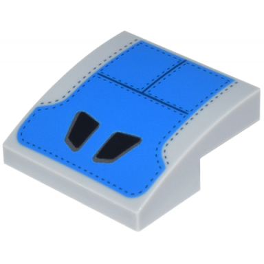 light bluish gray slope curved 2 x 2 x 2 3 with black headrest shapes on blue seat panels with stitching pattern