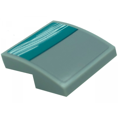 light bluish gray slope curved 2 x 2 x 2 3 with white curved lines on dark turquoise background pattern model left side sticker - set 76909