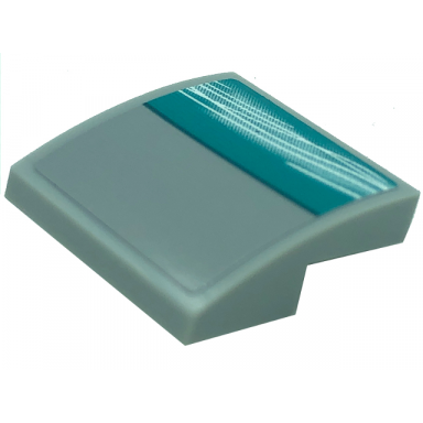 light bluish gray slope curved 2 x 2 x 2 3 with white curved lines on dark turquoise background pattern model right side sticker - set 76909