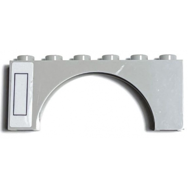 arch 1 x 6 x 2 - medium thick top without reinforced underside with black rectangle on white background pattern model right side sticker - set 75309