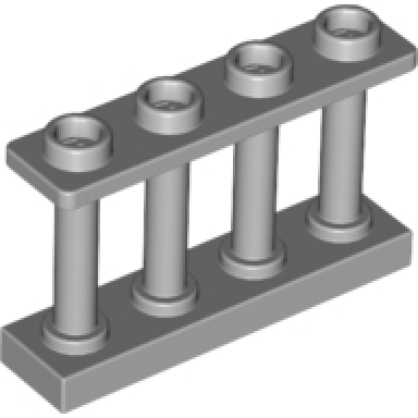 light bluish gray fence 1 x 4 x 2 spindled with 4 studs