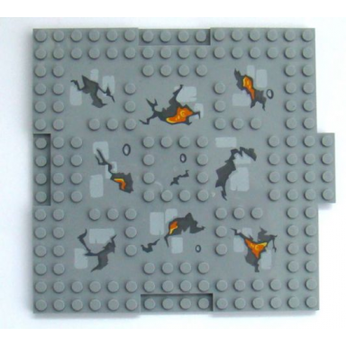 light bluish gray brick modified 16 x 16 x 2 3 with 1 x 4 indentations and 1 x 4 plate with cracks and lava pattern