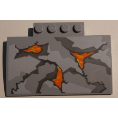light bluish gray slope curved 5 x 8 x 2 3 with 4 studs with cracks and lava pattern 10722