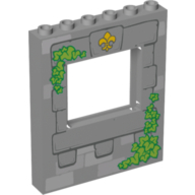 light bluish gray panel 1 x 6 x 6 with window with fleur-de-lis and leaves pattern